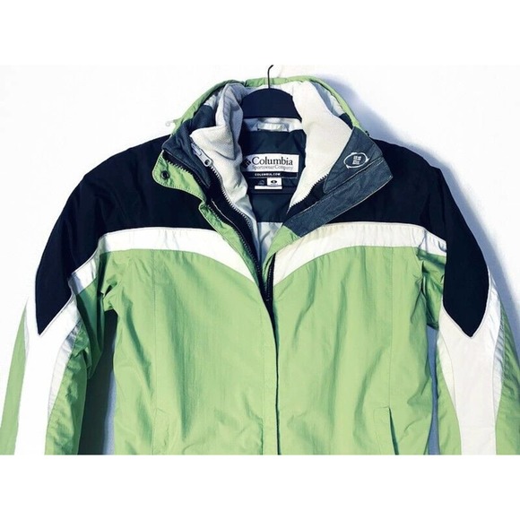 Columbia Interchange Ski Jacket Coat Women's Small Green Polyester Lined Hooded - Picture 3 of 7